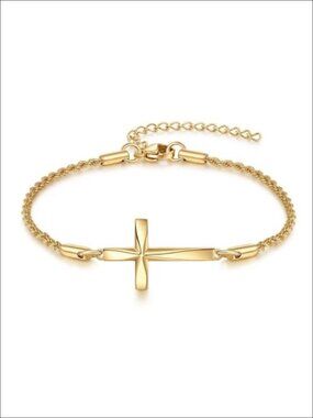 Cross Bracelet 18k White Gold Plated Origami Christian Jewelry Gift for Women